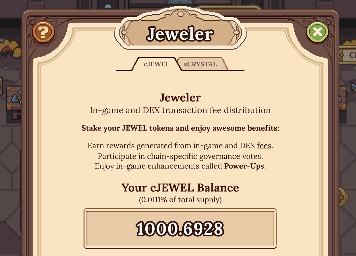 DFKnous's tweet photo. Are you powered up?
I thought it was risky to keep less than 1000 $cJEWEL at the Jeweler; want to be eligible for all boosts... https://t.co/FvXbuU1MwS