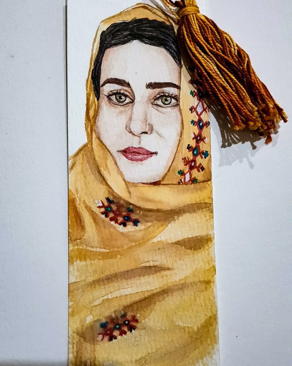 BanadiAshraf's tweet photo. Bookmark painting of #banokkarimabaloch
#watercolor #Watercolourpainting #banok #banokkarima #balochistan #balochculture https://t.co/2d3POfmFt6