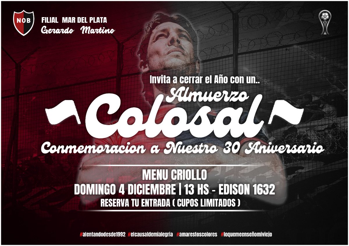 SEGUIMOS CON LA VENTA DE ENTRADAS PARA EL ASADO!!!

cada vez quedan menos lugares, no te quedes dormido leproso!!!

EL DOMINGO 4/12 EXPLOTA!!!
#MdpTieneLepra
#ElFutbolArgentinoExisteGraciasANewells