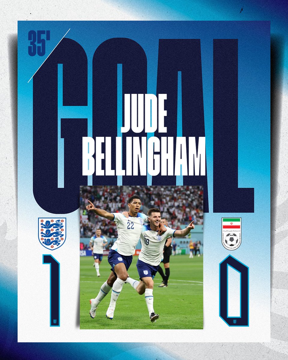 England's tweet photo. GET IN 💪

A wonderful header from @BellinghamJude to score his first international goal and put the #ThreeLions ahead! https://t.co/cwKvoZ0OSY