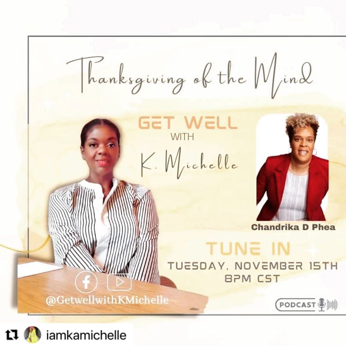 Listen to the Get Well w/K. Michelle show w/LORD, I DON’T WANT TO DIE A CHRISTIAN (<a href="/WBrandPub/">wbrandpub</a>) author <a href="/ChandrikaPhea/">Best-Selling Author, Chandrika D. Phea</a> for a thought-provoking discussion of a topic that lingers in the back of many Christians’ minds youtube.com/watch?v=odoh4c…
#ChristianLiberation #MondayMotivation