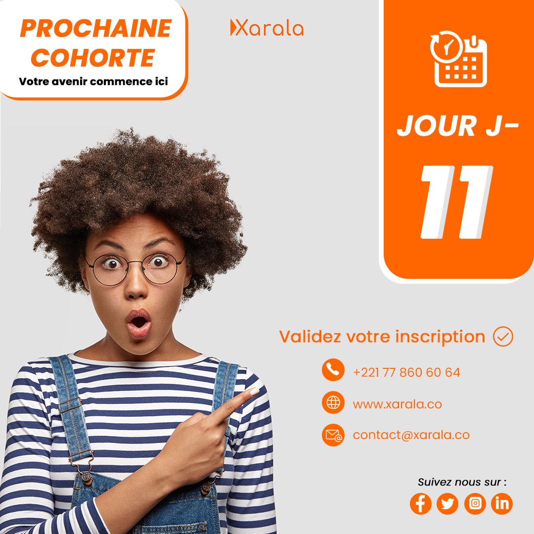 xaralatech's tweet photo. ⏱⏰ Lancez Votre Carrière, Avec Une Formation Bootcamp Certifiée⏱⏰
Pionnière dans le domaine de la formation bootcamp, Xarala vous prépare à une carrière épanouissante dans les métiers de la Technologie.💡

✅Validez votre inscription au +221 77 860 60 64 📞☎️ https://t.co/omkeNlAuUJ