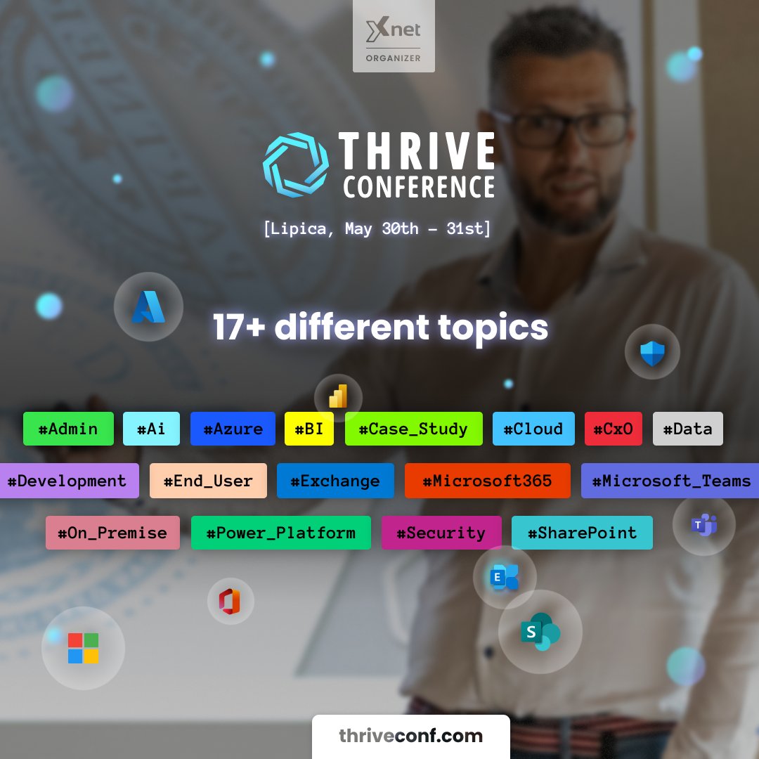 Thrive Conference (@thriveitconf) on Twitter photo The Event You Don’t Want to Miss!
👉bit.ly/2SLKond
#ThriveITConf #EARLYBIRD  #Admin #Ai #Azure #BI #Case_Study #Cloud #CxO #Data #Development #End_User #Exchange #Microsoft365 #MicrosoftTeams #OnPremise #PowerPlatform #Security #SharePoint The Event You Don’t Want to Miss!
👉bit.ly/2SLKond
#ThriveITConf #EARLYBIRD  #Admin #Ai #Azure #BI #Case_Study #Cloud #CxO #Data #Development #End_User #Exchange #Microsoft365 #MicrosoftTeams #OnPremise #PowerPlatform #Security #SharePoint
