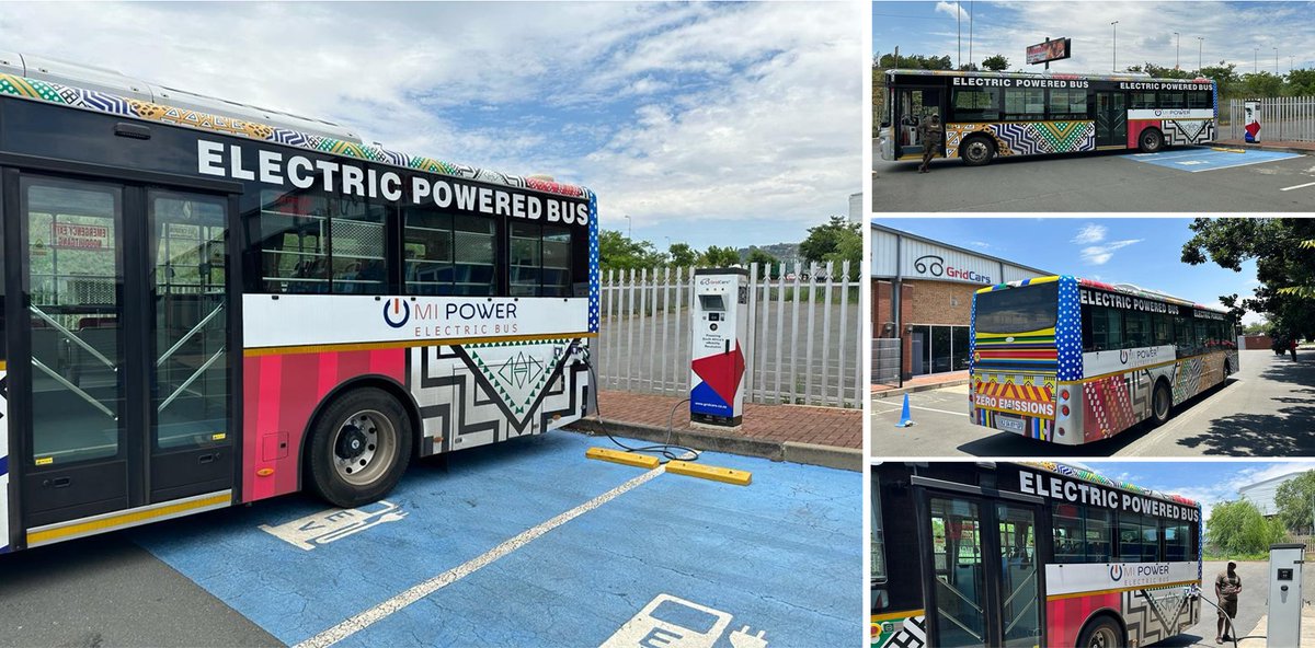 GridCars's tweet photo. Spotted charging at the @GridCars head office - the MiPower Electric Bus! MiPower is delivering EV buses to UJ for student transport. Exciting to see how South Africa's EV revolution continues to gain momentum. #MiPower #GridCars #EVrevolution #EV #electricvehicles https://t.co/VCHZvsP1Bc