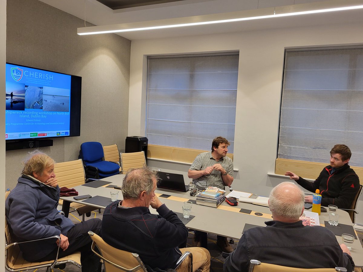 DiscProg's tweet photo. We were delighted to host the Bull Island recording intertidal shipwrecks workshop for @CHERISHproj for final day of #SeaChange22!
Dr Edward Pollard presented an indoor demonstration on locating and surveying shipwrecks due to bad weather https://t.co/JhM8BEH9pM