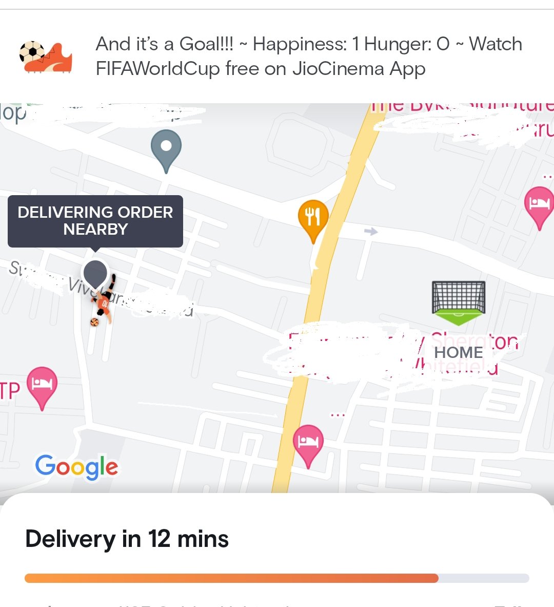 Vishwashri's tweet photo. Loved the creative tracking map @Swiggy kudos!!!
#fifafever #QatarWorldCup2022 https://t.co/T14UEublAQ