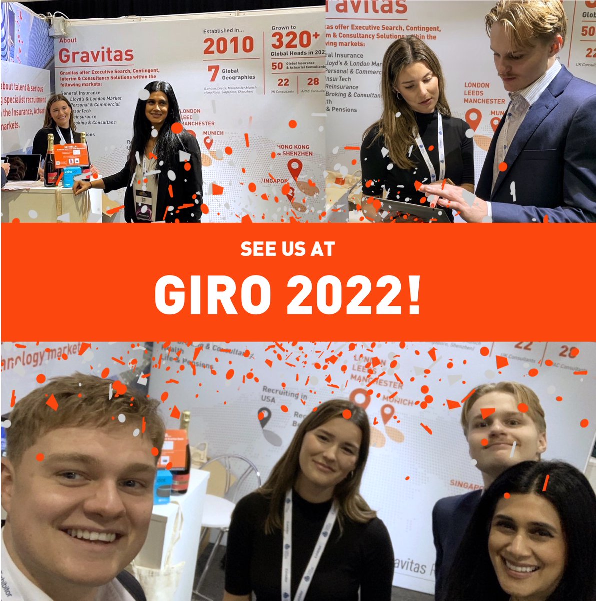 We're at GIRO 2022! Our Insurance &amp; Actuarial Gravitonians have been busy setting up the stand and are eager to meet with you at our exhibit!

Come and say hello, enter our prize draw and chat with our team for industry insights! 

#GiroConf22 #wearegravitas #networking