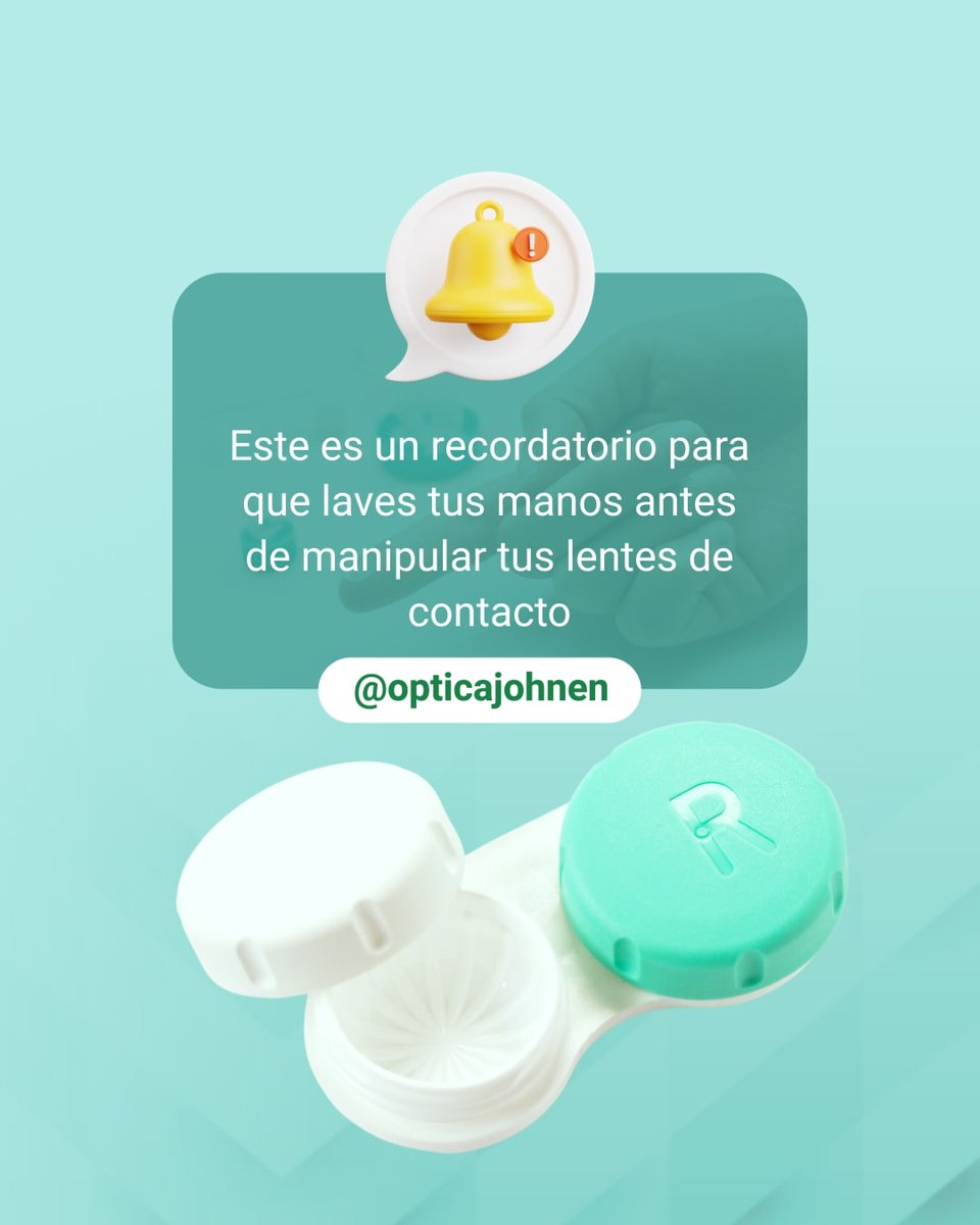OpticaJohnen's tweet photo. ⚠️¡Alto! Si no tienes las manos limpias ni se te ocurra tocar tus lentes de contacto👁️.

Y no, no basta con solo agua, debes aplicarte 🧼jabón y enjuagar muy bien, pero aquí no acaba, lo que debes hacer luego también es importantísimo. 

#lentesdecontacto #optometría https://t.co/9J2YdGtLk3