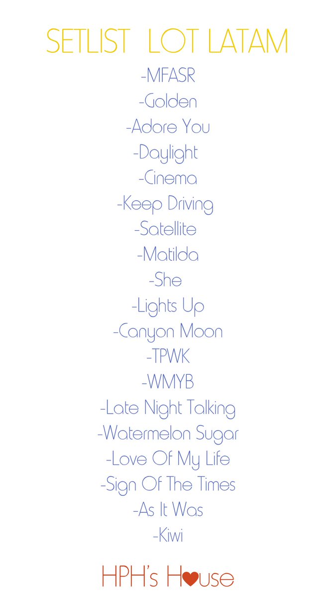 hphoficial's tweet photo. O que acharam da setlist da Love on Tour LATAM?? https://t.co/Hj6RoWpr0t