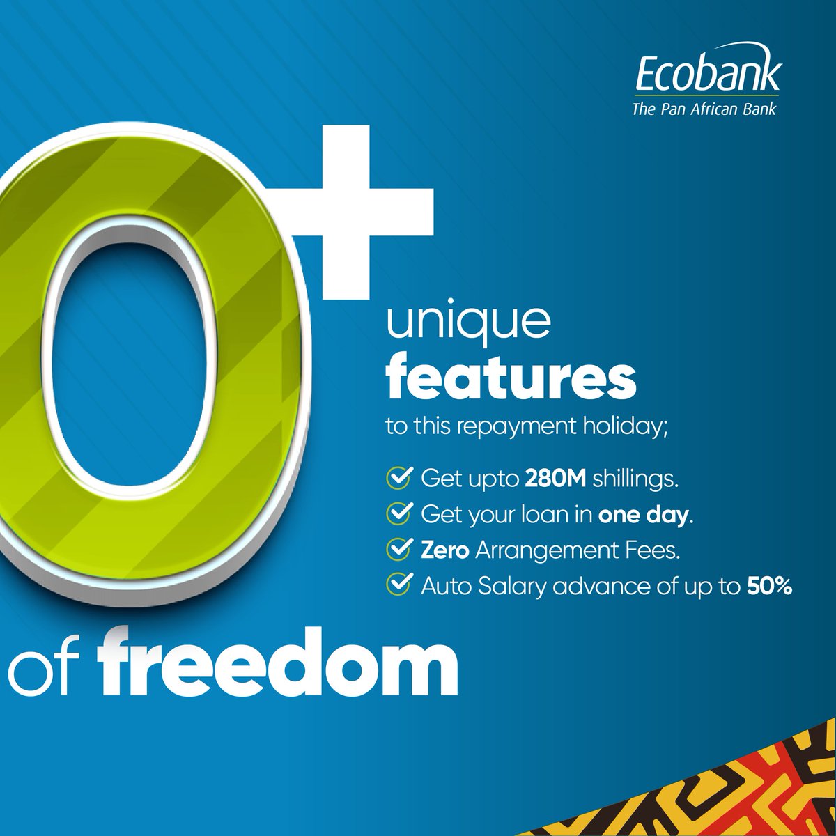 EcobankUganda's tweet photo. You don't want to miss out on the biggest repayment holiday plan before this holiday season on all our unsecured loans. 
We got a few more days to go.

For more info, contact us at 03123544100 or email us at alleug-contactcentre@ecobank.com
#GoForMore
#UgWeGo
#bankloan https://t.co/FtiT10SnLk