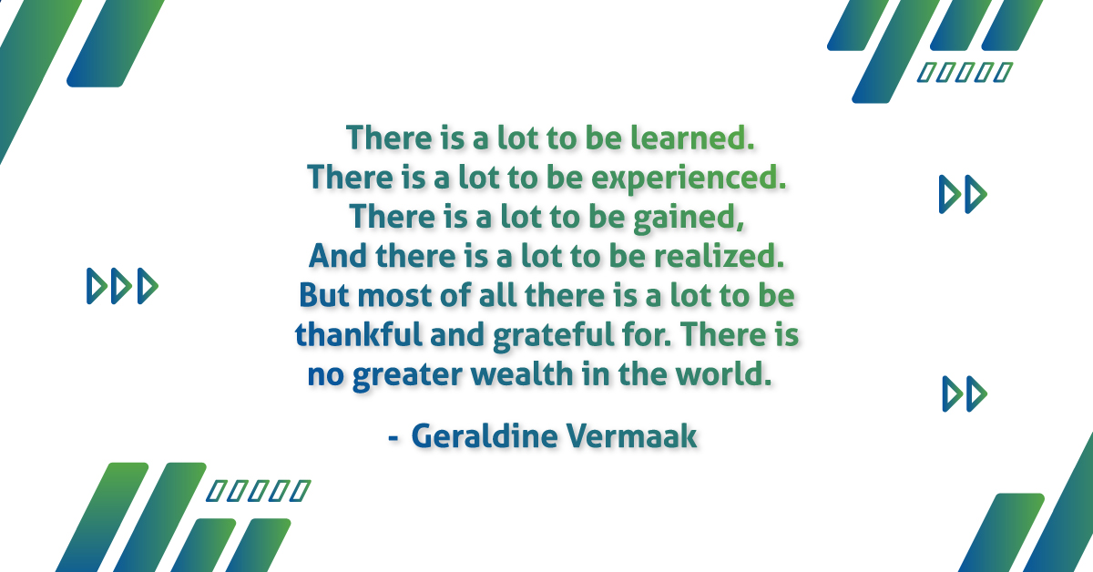 CollearOnline's tweet image. Let's be thankful for all we've learned - and all we have yet to learn.

#Collear #GeraldineVermaak #ThanksgivingDay #GeraldineVermaakquotes #Inspiration #motivational #Thanksgiving #grateful