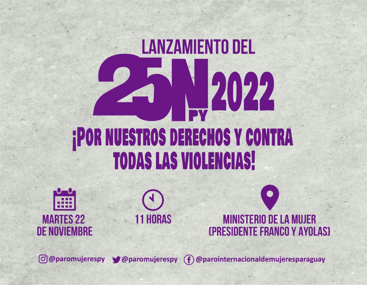 RevistaEmancipa's tweet photo. 💜🥳🇵🇾¡Se viene el lanzamiento 25NPy!
✋🏽 Ante tanta violencia sufrida, ante retrocesos en derechos apañados por el Gobierno Nacional y ante el silencio cómplice del @minmujerpy, las mujeres nos organizando para marchar: ¡Por todos nuestros derechos y contra todas las violencias! https://t.co/zHJbLtk7uC