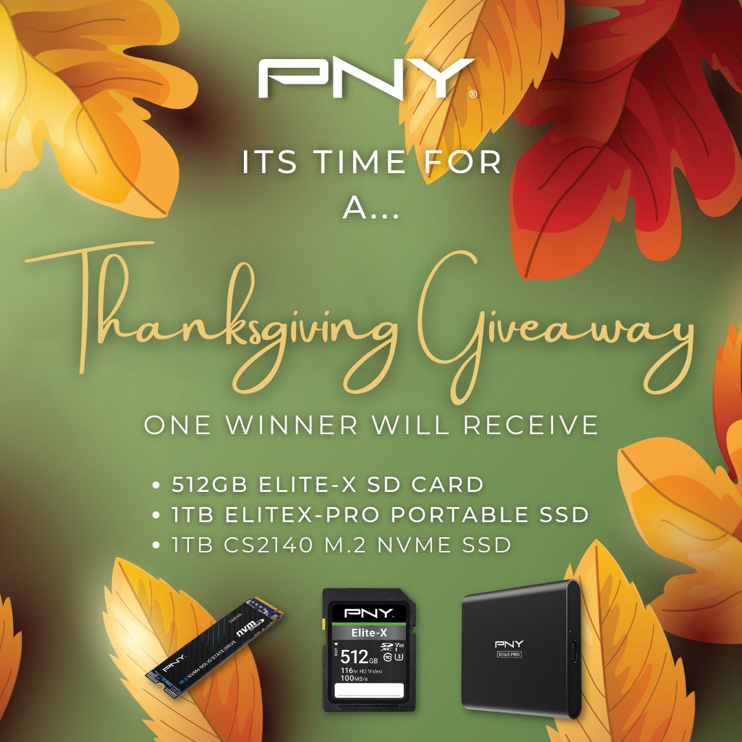 🍂It's time for a Thanksgiving Giveaway!!🍂

Share this post featuring our fantastic holiday sales and participate through Gleam to be entered!

The giveaway ends December 2nd! Good Luck!

Enter Here: gleam.io/6usL0/pny-than…

👇👇Deals in the thread Below👇👇