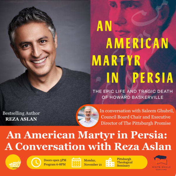 Tonight at the Pittsburgh Theological Seminary! Doors open  at 5PM, program runs from 6PM–7:30PM including audience Q&amp;A. The event is free and open to the public😎 #HowardBaskerville

Full details here 👉worldpittsburgh.org/reza-aslan/