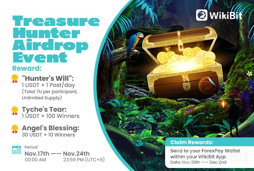 New airdrop: WikiBit (USDT)
Reward: 1 USDT &amp; more
Rate: ⭐️⭐️⭐️⭐️
Winners: For Everyone &amp; 110 Random
Distribution: 30th November

Airdrop Link: t.me/airdropinspect…

#Airdrop #Airdrops #Airdropinspector #WikiBit #USDT #Crypto #Bitcoin