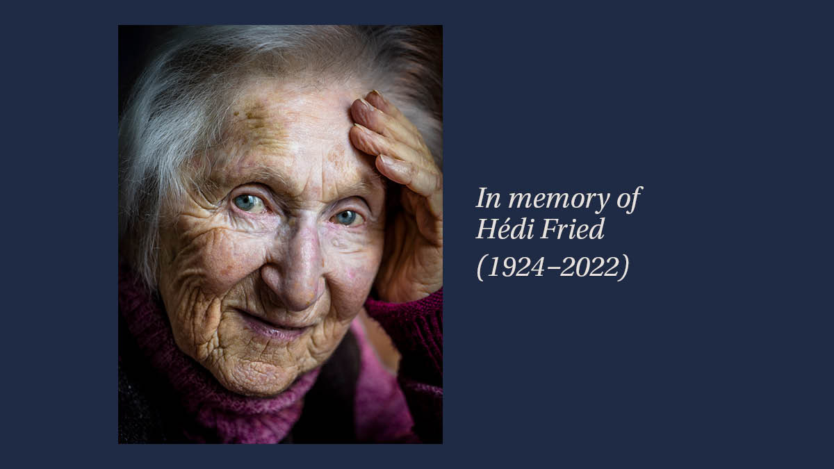 In memory of Hédi Fried (1924–2022)

Hédi Fried, survivor of the Holocaust, shared her testimony with school students, wrote several books and stood up for our democracy. Read her books and listen to Hédis important testimony.

Photo: Karl Gabor, Natur &amp; kultur.
