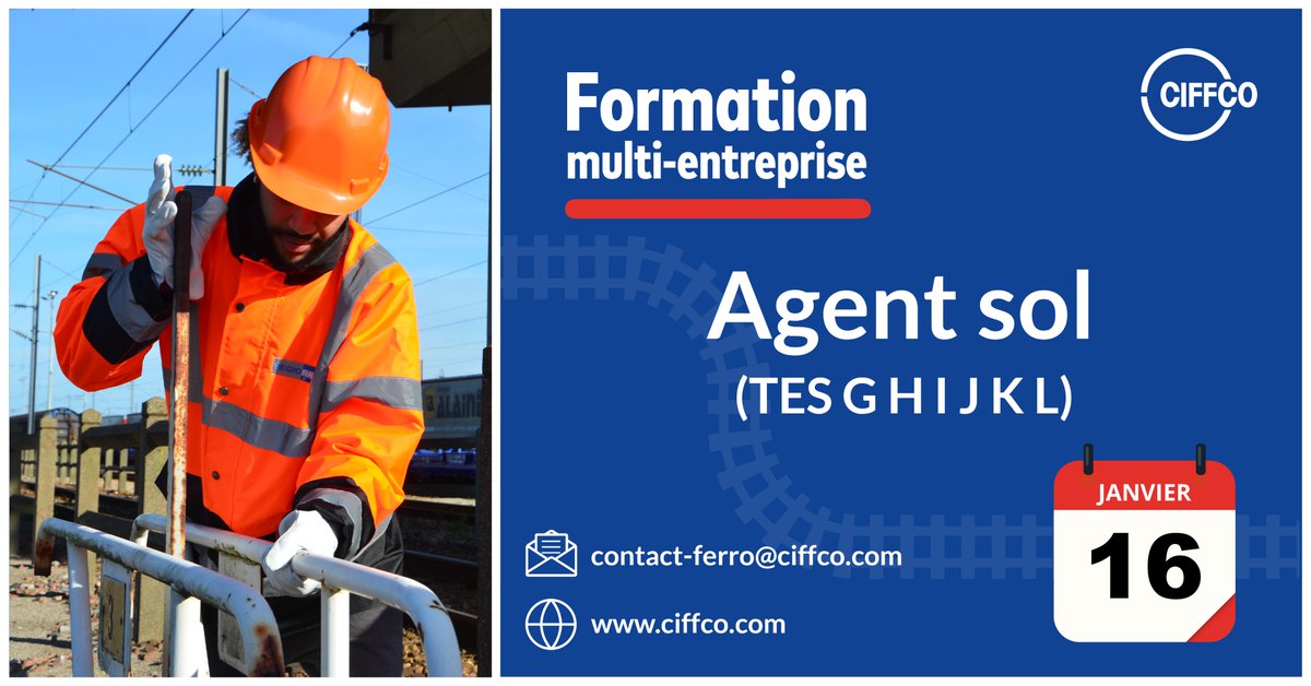 ciffco (@ciffco) on Twitter photo Une nouvelle session de formation multi-entreprise Agent sol (TES GHIJKL et TSAE) débutera le lundi 16 janvier 2023 !
Vous souhaitez inscrire l'un de vos collaborateurs à cette formation ? Contactez-nous par e-mail à l’adresse contact-ferro@ciffco.com pour plus d'informations. Une nouvelle session de formation multi-entreprise Agent sol (TES GHIJKL et TSAE) débutera le lundi 16 janvier 2023 !
Vous souhaitez inscrire l'un de vos collaborateurs à cette formation ? Contactez-nous par e-mail à l’adresse contact-ferro@ciffco.com pour plus d'informations.