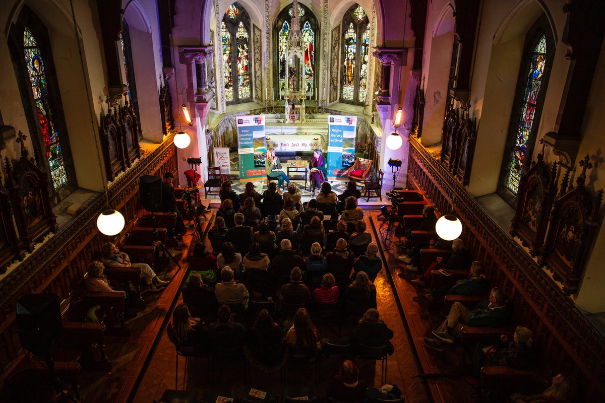 Thanks to @Fiona_morgan for these great shots of my interview with the fierce and fascinating @thecelticist on Saturday @DingleLit literary festival. What a weekend! (And the Díseart Chapel...a very chilly but very beautiful venue).