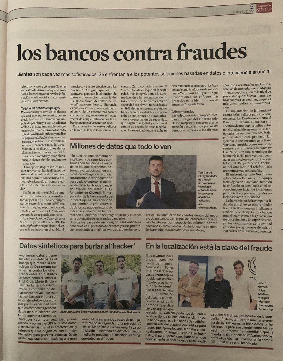 adrianafreitas's tweet photo. Tools for #Banks #fintech 
@VeridasOfficial Phygital Identity 
@Onfido fighting Fraud
@Kymatioglobal Employee cyber risk management
@cluwall protect your Business
https://t.co/MkY3a1hEdA Anonymization Synthetic data 
@Ironchip_Telco location and user identity
Today  @expansioncom https://t.co/AQ9s9A1gCv