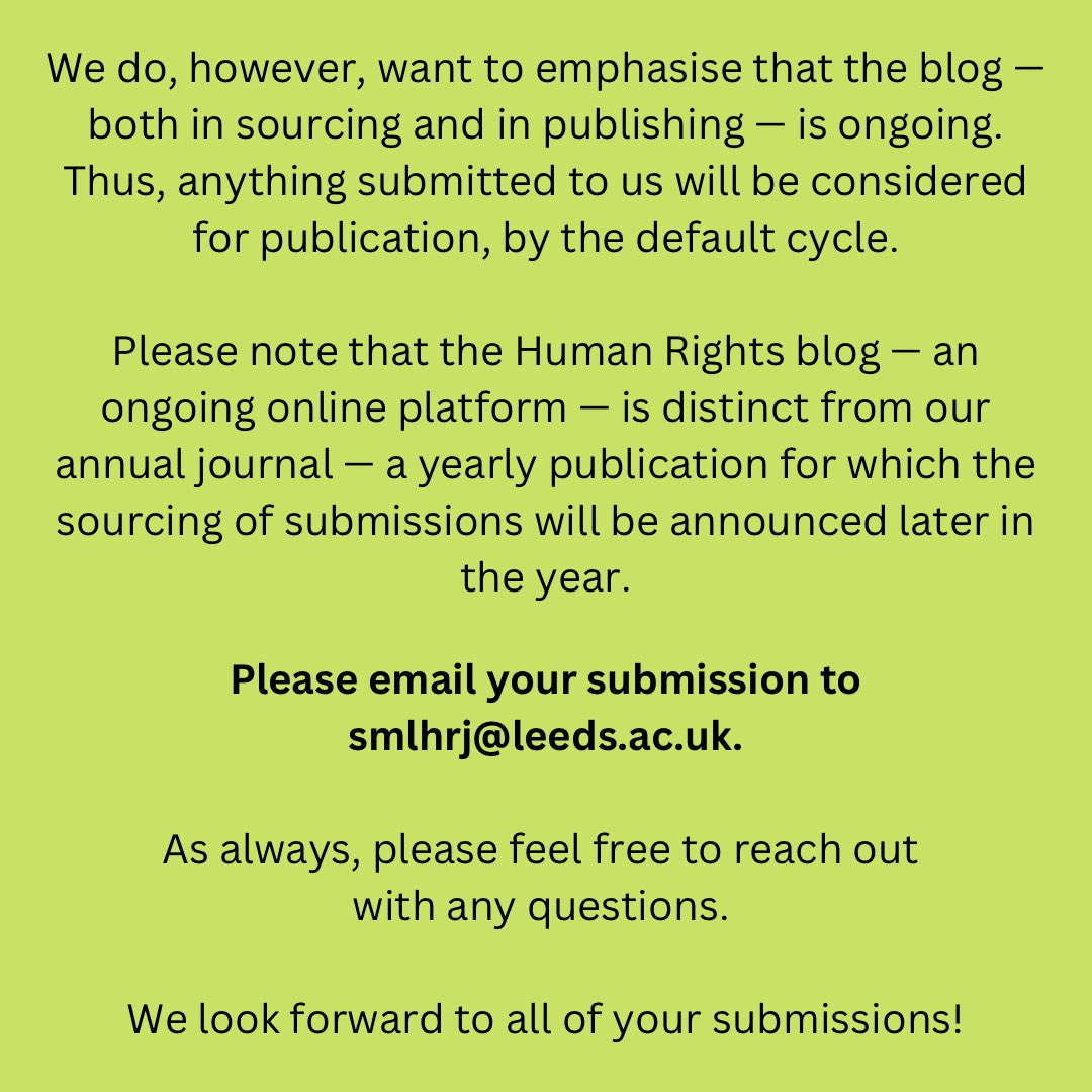Please see below for further details on blog submissions and the link to our writer’s guide: 

hrj.leeds.ac.uk/lhrj-blog-shor…
