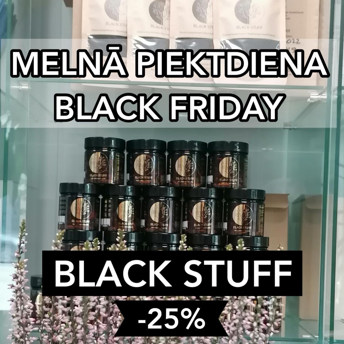BiomarkLV's tweet photo. Līdz 30.11. pie mums BLACK FRIDAY piedāvājums -  Biomark e-veikalā  - https://t.co/r96mZDaL8A var iegādāties uztura bagātinātāju, prebiotiķi BLACK STUFF ar - 25 % atlaidi! Aizpildot pasūtījumu, sadaļā PIEZĪME obligāti ieraksti norādi "MELNĀS PIEKTDIENAS atlaide"! https://t.co/xGfn80jpwP
