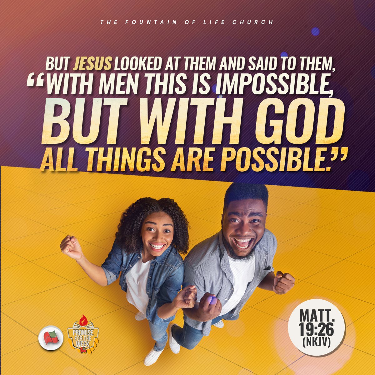 RnBMinistry's tweet photo. "Jesus looked at them intently and said, 'Humanly speaking, it is impossible. But with God everything is possible.'" 
Matthew 19:26 NLT 
____ 
https://t.co/Z2H5ZxFx7f
Instagram:@ruthandboazministry
Twitter: @RnBMinistry https://t.co/bxMZcpzWpx