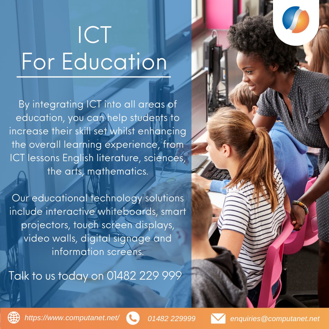 ComputanetMSP's tweet photo. Make your Education creative, flexible and enriching by ensuring you have the latest ICT in your schools for an up to date learning experience. ICT in education creates amazing opportunities for pupils and teachers. call us today 01482 229999
#Computanet #education #technology https://t.co/nTXgfYkYYi