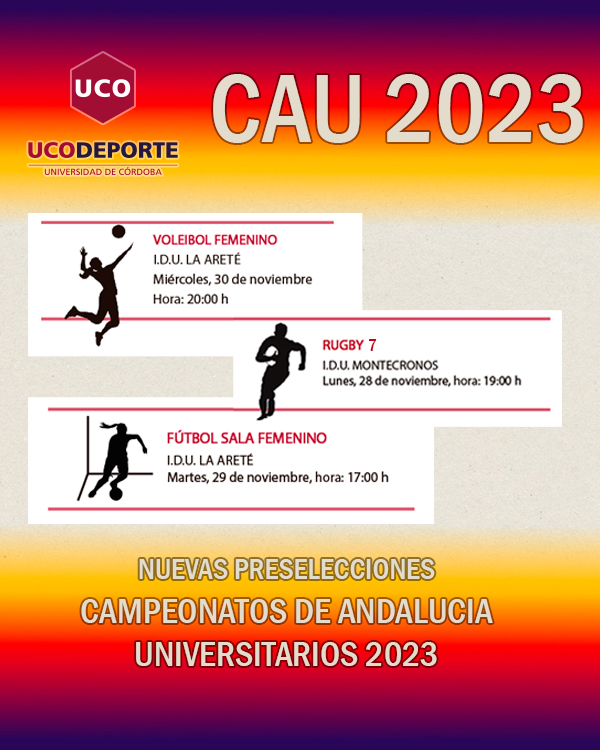 Hoy iniciamos en #Ucodeporte las preselecciones para representar a la <a href="/Univcordoba/">Universidad Córdoba</a> en los #CAU2023, con las de balonmano y fútbol femeninos y baloncesto masculino. Y anunciamos las de rugby 7 masculino y femenino, y fútbol sala y voleibol femeninos
+info ucodeporte.es