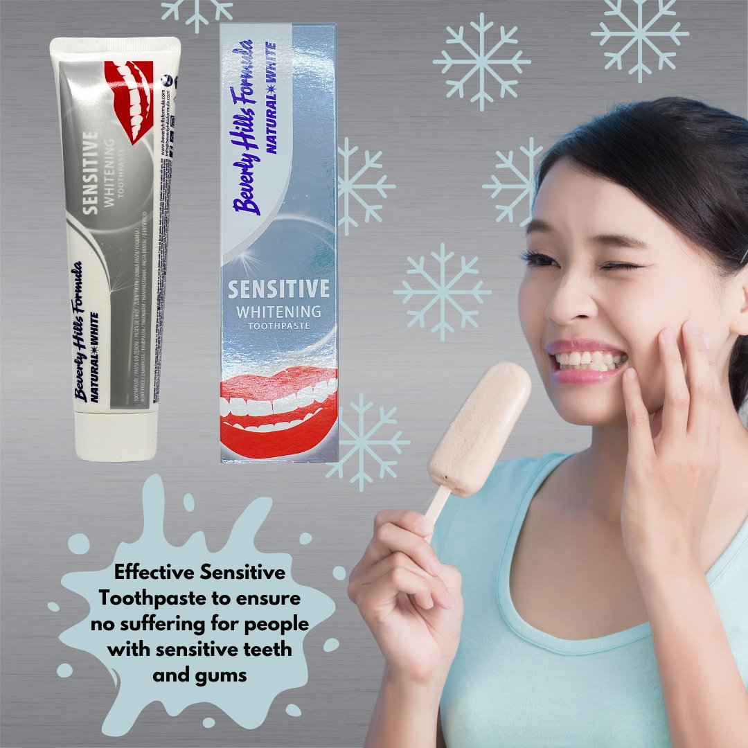 BevHillsFormula's tweet image. Don’t let sensitive teeth ruin your day! 🦷💔

Beverly Hills Formula understands the pain of brushing sensitive teeth and gums. This is why our Natural White Sensitive Toothpaste helps eliminate this pain while brushing. ✨

#BeverlyHillsFormula #NaturalWhite #Sensitive