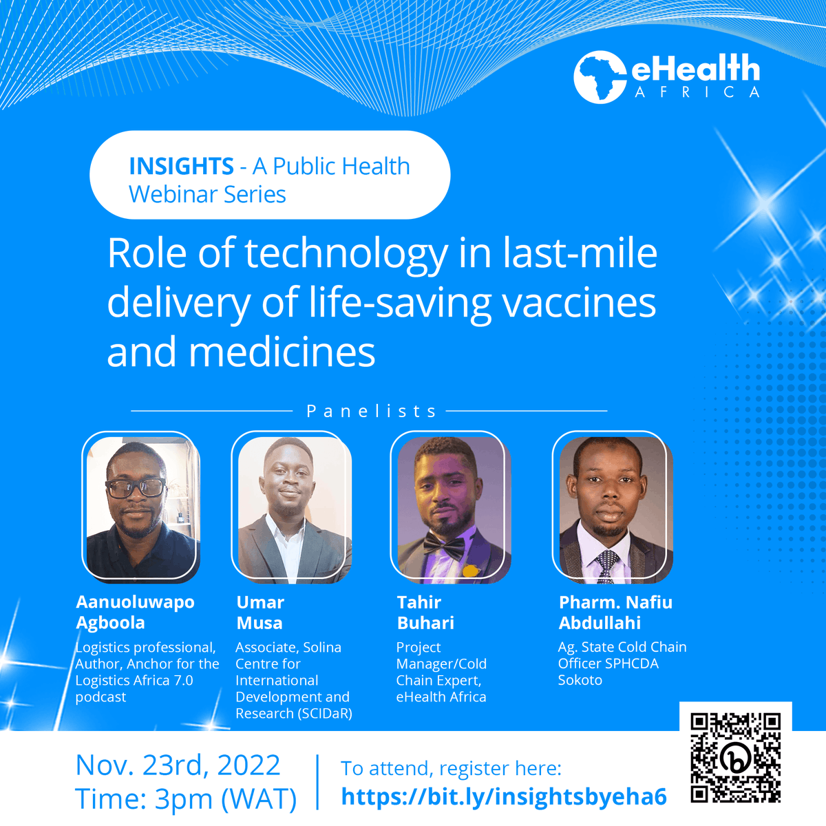 eHealth_africa's tweet photo. Technology plays a vital role in the delivery of life-saving vaccines💉 to the last mile.
Join the conversation on our Insights Webinar this month to learn more.
🗓️: 23rd Nov
🕰️: 3:00pm
💻:https://t.co/60sQFUfioX
#WeAreeHA #eHAEvents https://t.co/zfh8Oi7OYE