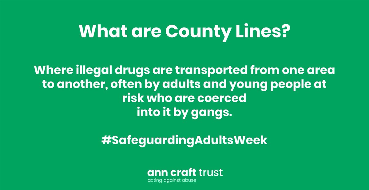 anncrafttrust (@anncrafttrust) on Twitter photo It's the first day of #SafeguardingAdultsWeek, and today we're focusing on #CountyLines.
<a href="/NCA_UK/">National Crime Agency (NCA)</a> has an excellent introduction to County Lines, including a list of signs that criminal gangs might be targeting at risk individuals in your area: buff.ly/2WCK9IV It's the first day of #SafeguardingAdultsWeek, and today we're focusing on #CountyLines.
<a href="/NCA_UK/">National Crime Agency (NCA)</a> has an excellent introduction to County Lines, including a list of signs that criminal gangs might be targeting at risk individuals in your area: buff.ly/2WCK9IV