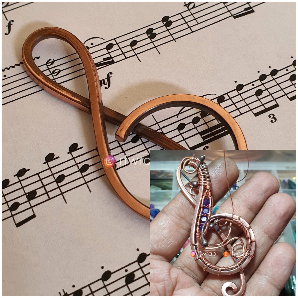 today I tried to make a music note, using a rather large square wire, I'm still confused what stone is suitable, do you guys have any ideas?
#tutorial #freetutorial #wirewraptutorial #copper #jewelrytutorial #tutorialshort #wirewrapping