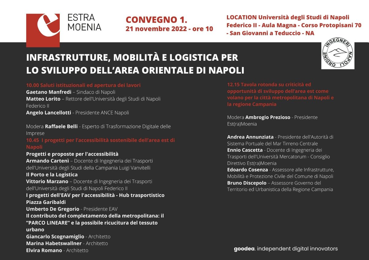 Ambroprezioso's tweet image. Vi aspettiamo stamattina al convegno “Infrastrutture, mobilità e logistica per lo sviluppo dell’area orientale” promosso da Est(ra)Moenia all’aula magna della #DeveloperAcademy, corso Protopisani 70, San Giovanni a Teduccio, Università degli Studi di Napoli Federico II!
