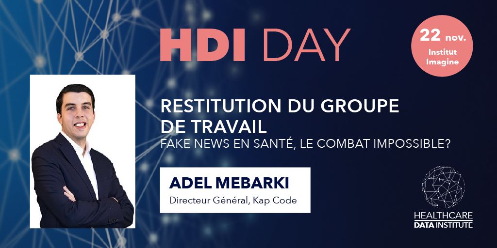 Kap_Code's tweet photo. [📅#Savethedate]⏳J-1 
—
📣 @HCDataInstitute rassemble une nouvelle fois les acteurs de l’écosystème #sante
🎙 @Kap_Code interviendra avec @Adel__Mebarki  sur une restitution du groupe de travail autour des #fakenews
↳ programme : https://t.co/yg5PHIaod6
—
#RWD #HDIDAY https://t.co/W2eJanpzCN