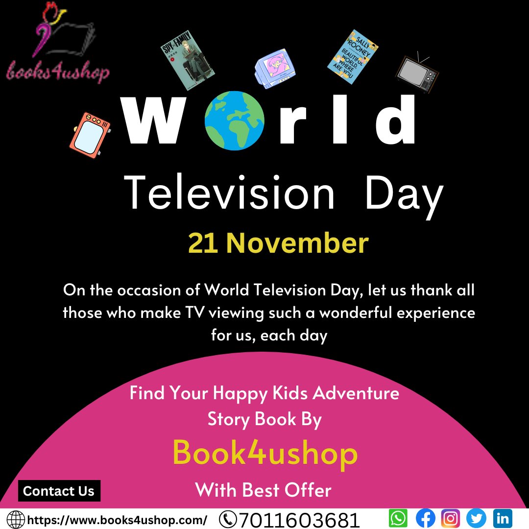 books4ushop's tweet photo. Happy World Television Day to everyone.
find your Happy Kids Adventure story Book By #book4ushop with Best Offer
For more visit our website: https://t.co/e36EPlkAK0
or call us: 7011603681
#books4ushop #book #newbook #motivationbook #worldtelevisionday #TelevisionDay #Television https://t.co/yMHkPsCfrQ