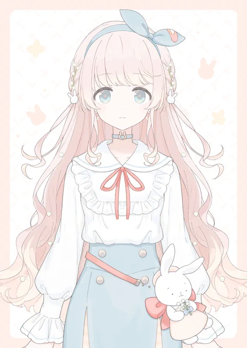 【 おしらせ 】天羽うのさん (  ) のデザイン、三面図まわり担当しております。うさぎさんとカスミソウでふわふわに仕上げていますよろしくお願いします～ 