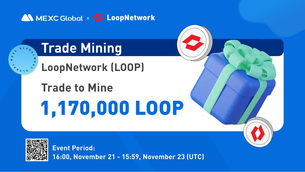MEXC's tweet photo. 📈To reward the community members for their support, the @LoopNetwork3 team will launch a Trade Mining event on #MEXC!

🎁Prize pool: 1,170,000 $LOOP

Details: https://t.co/QtjrnOkRiu

💚Sign up: https://t.co/1BtRRDiQSc

#LoopNetwork #MEXCGlobal https://t.co/HaX7d2JDsS