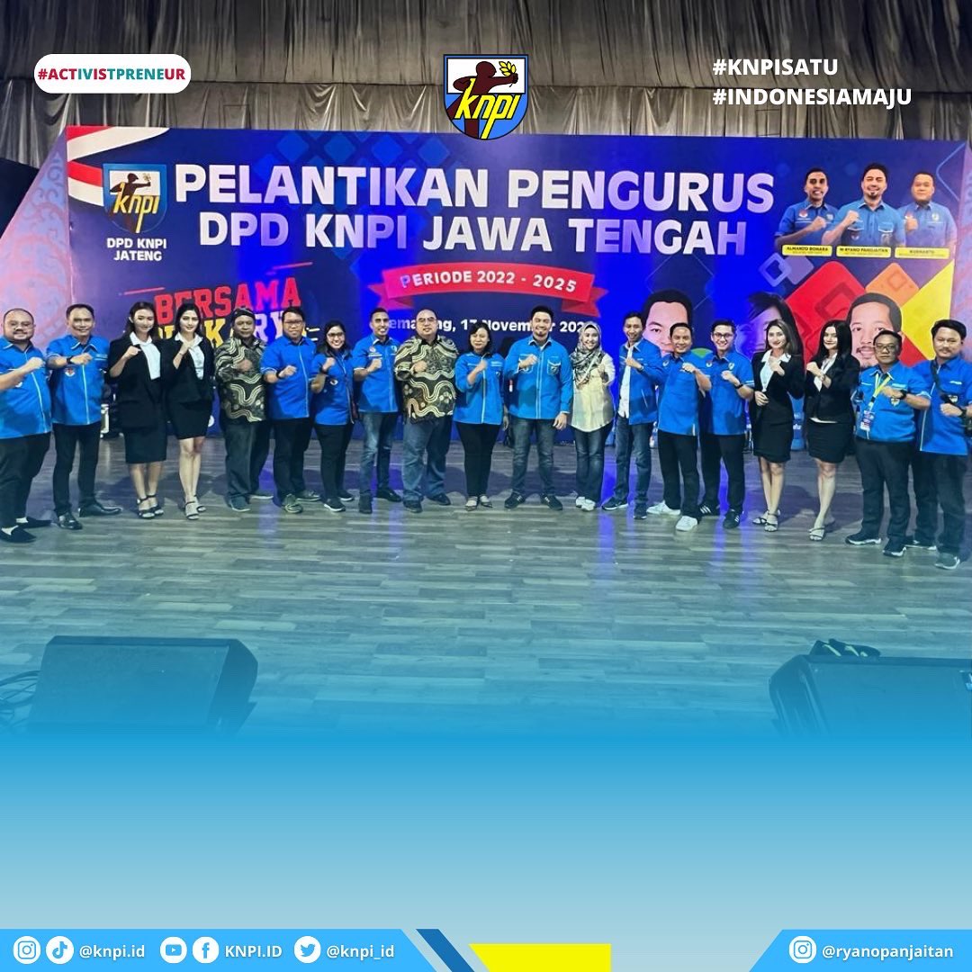 KNPI_ID's tweet photo. Ketua umum DPP KNPI, Muhammad Ryano Panjaitan melantikan DPD KNPI Jawa Tengah periode 2022-2025, Kamis 17 November 2022 yang bertempat di UTC Hotel and convention center Semarang, Jawa Tengah.
@knpi_jateng
#knpisatu #indonesiamaju #activistpreneur #dppknpi #knpi #knpijateng https://t.co/WndyICtjWi