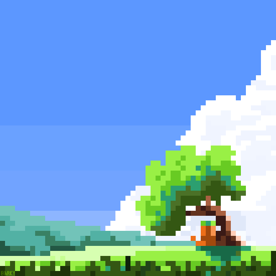 BarkingTale's tweet photo. Day 5 `❁ Got some vibe after writing Barking Tale 🏞️

#100日チャレンジ  #pixelart #nftartist https://t.co/txBIFY6J3x