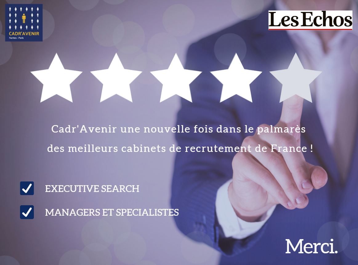CadrAvenir's tweet photo. Un immense MERCI 💗 💗 💗

Grâce à vous @CadrAvenir continue de figurer dans le classement annuel des meilleurs cabinets de recrutement de France Les Echos.

#6èmeédition #recrutement #5étoiles #2023

 Le classement complet ici : 

https://t.co/rIRL6IuGNJ

@gfoex https://t.co/bUpzxZeFQh