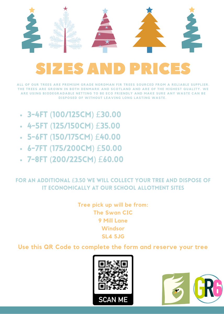 Only a few days left to order your Christmas Tree! Order here forms.gle/8zK8GJaSq4wKuP… and pick up at our Winter Fayre on 2nd December <a href="/TheSwan_Clewer/">The Swan in Clewer</a> #ChristmasTree #winterfayre #christmasmarket 🎄