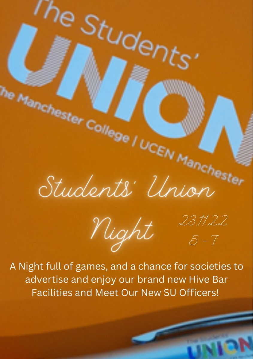 Your Students' Union are going to be at The Hive Cafe Bar from 5-7 on Wednesday 23rd to meet all of you and advertise our new societies! :)