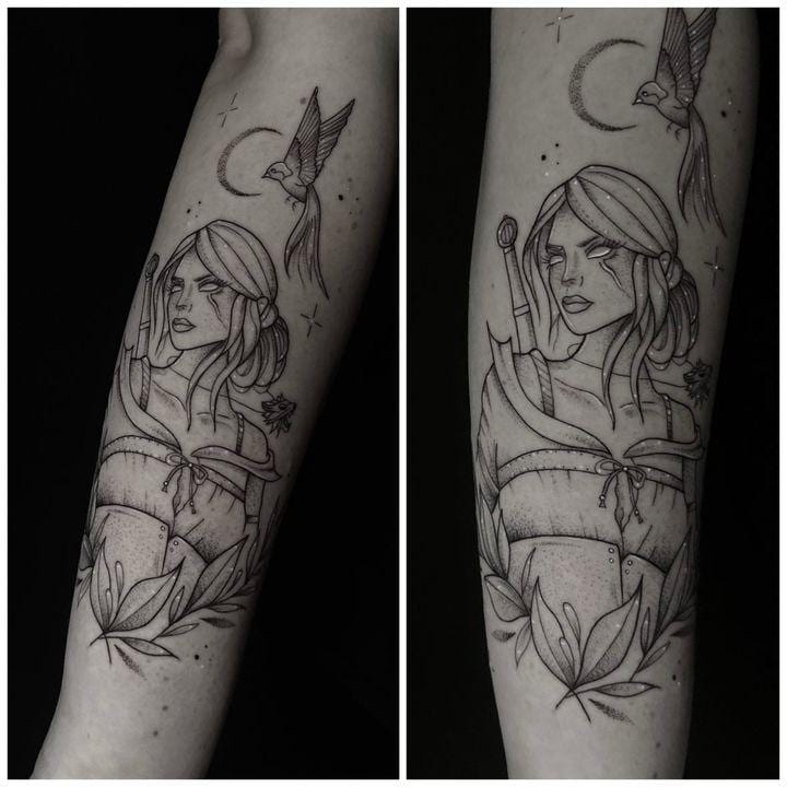Ciri from The Witcher 🗡
So happy to have her now under my skin 🥰🖤
#TheWitcher #Cirilla #CiriTattoo #nerd
