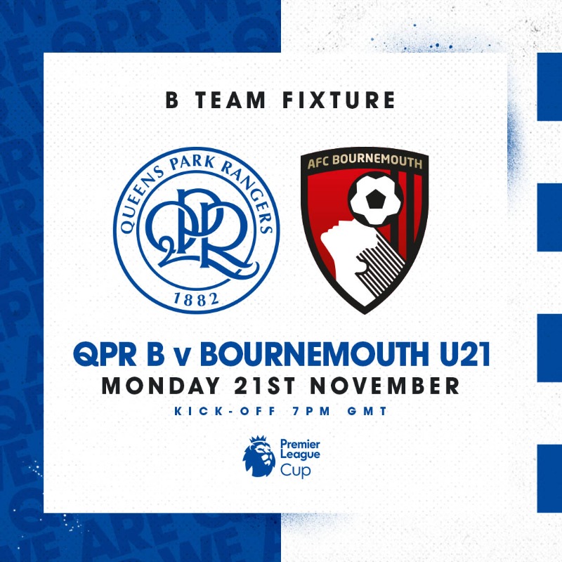 QPR's tweet photo. ⚽️ Monday night action again for 𝗤𝗣𝗥 𝗕.

The R's are at @hanwelltownfc for tonight's Premier League Cup clash with Bournemouth 🏆

Half-price entry for QPR season ticket holders 🎫

#QPR | #QPRB
