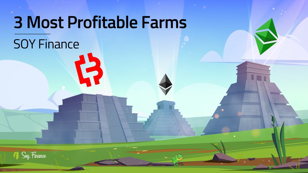 The 3 most profitable farms today on #EthereumClassic blockchain🚀

🥇$SOY - $ETC 66% APR
🥈$SOY - $BUSDT 62% APR
🥉$SOY - $ETH 61% APR

ℹ️ #Yieldfarming's APR is indicative and may vary.

🌱 Trade &amp; Farm on:
app.soy.finance

🦥 Join our community:
t.me/Soy_Finance