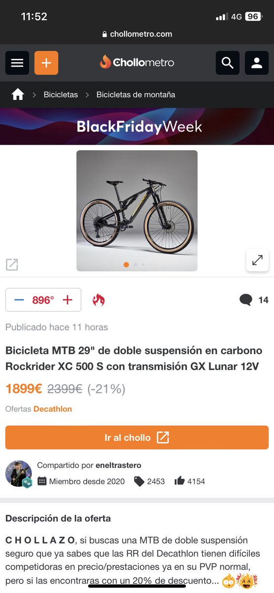 @chollometro Bicicleta MTB 29" de doble suspensión en carbono Rockrider XC...