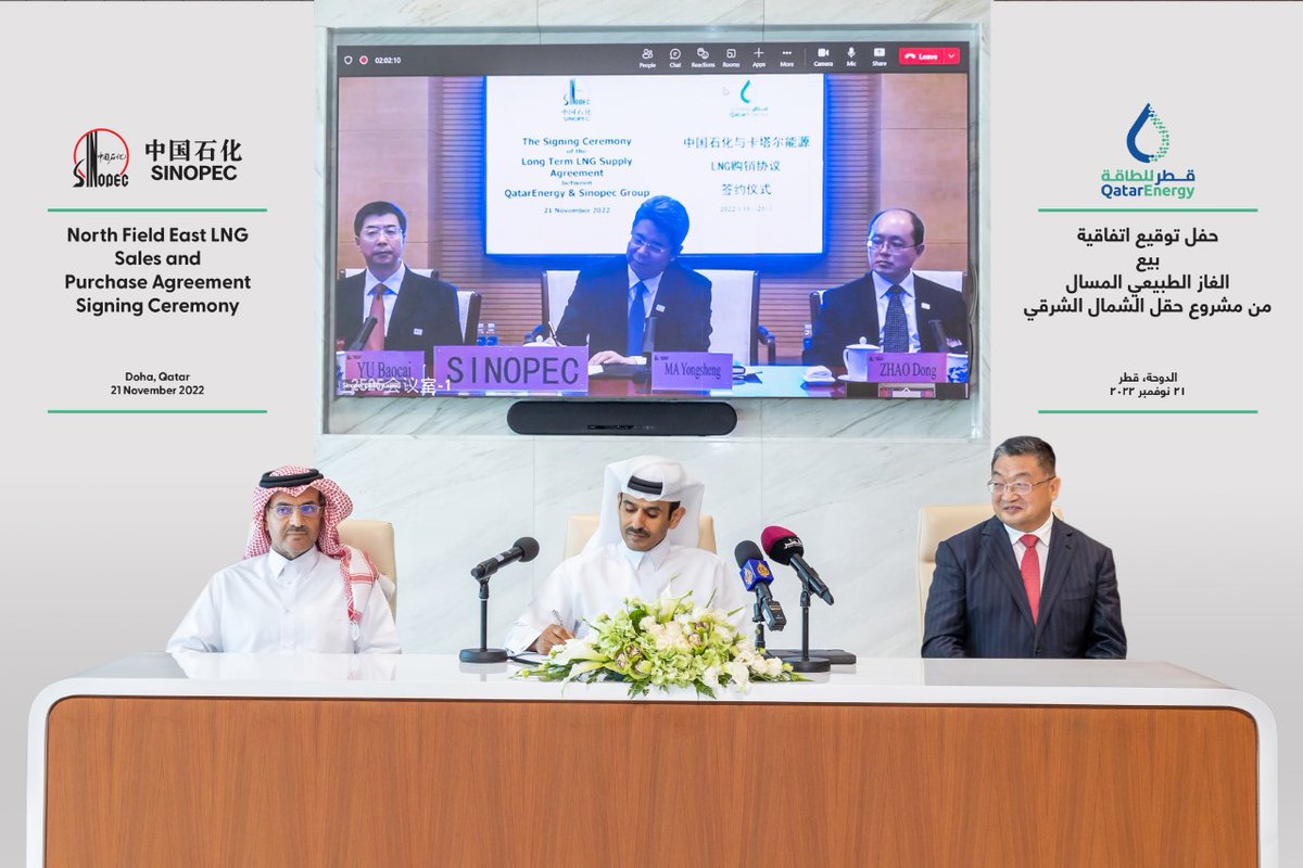 QatarEnergy and Sinopec sign a 27-year 4 Million Tons per annum LNG supply agreement. #QNA ow.ly/z7m750LJpTB