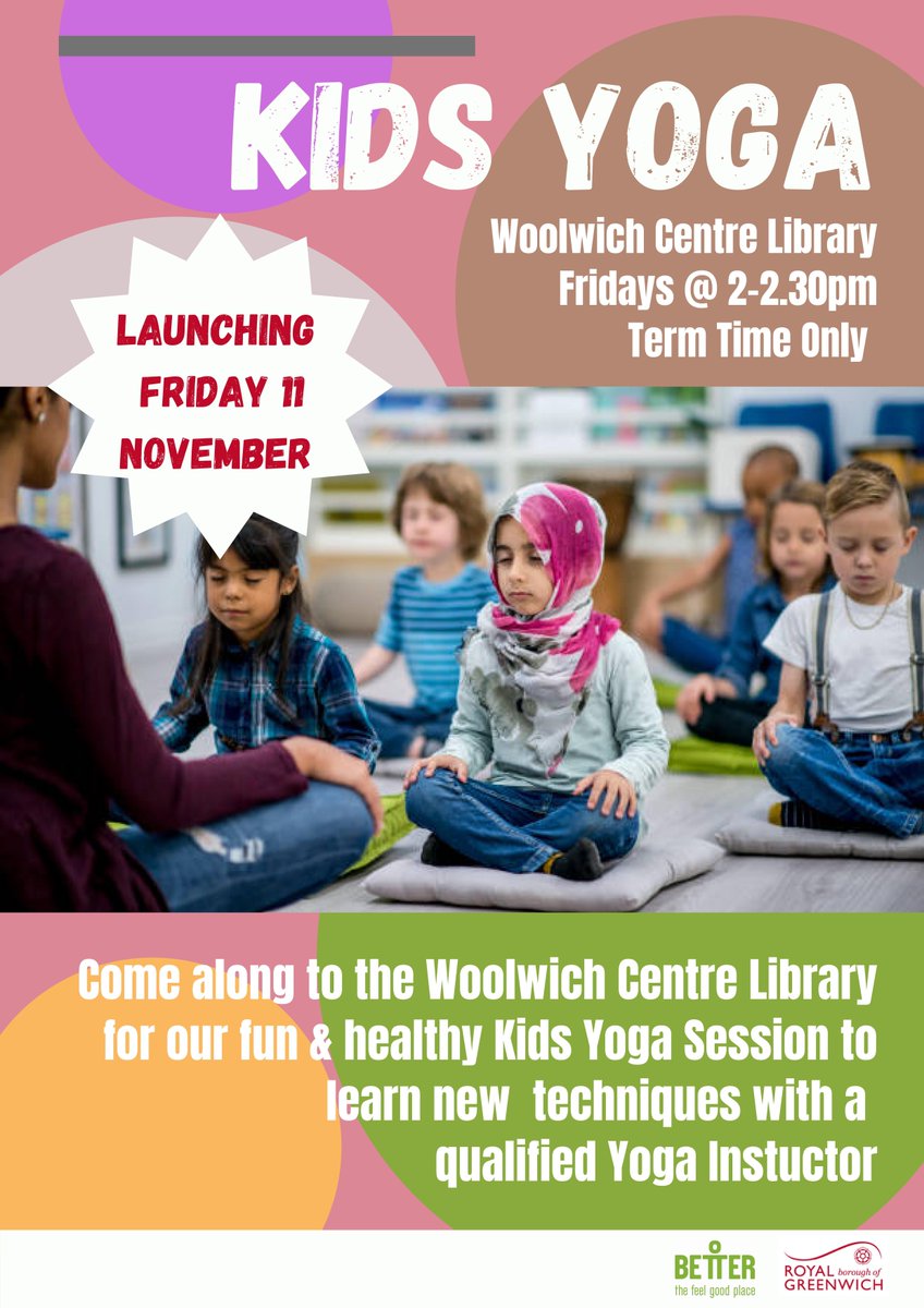 Woolwich Centre Library (@woolwichlibrary) on Twitter photo Join our new activity at #WoolwichLibrary 🥳 Come along to Kids Yoga on Fridays at 2-2:30pm (term time only) 🧘♀️ Take part in this healthy & fun session! ✨ <a href="/greenwichlibs/">Royal Greenwich Libraries</a> <a href="/Better_UK/">Better</a> <a href="/Royal_Greenwich/">Royal Borough of Greenwich</a> <a href="/LDNLibraries/">London Libraries</a> #LoveYourLibrary Join our new activity at #WoolwichLibrary 🥳 Come along to Kids Yoga on Fridays at 2-2:30pm (term time only) 🧘♀️ Take part in this healthy & fun session! ✨ <a href="/greenwichlibs/">Royal Greenwich Libraries</a> <a href="/Better_UK/">Better</a> <a href="/Royal_Greenwich/">Royal Borough of Greenwich</a> <a href="/LDNLibraries/">London Libraries</a> #LoveYourLibrary