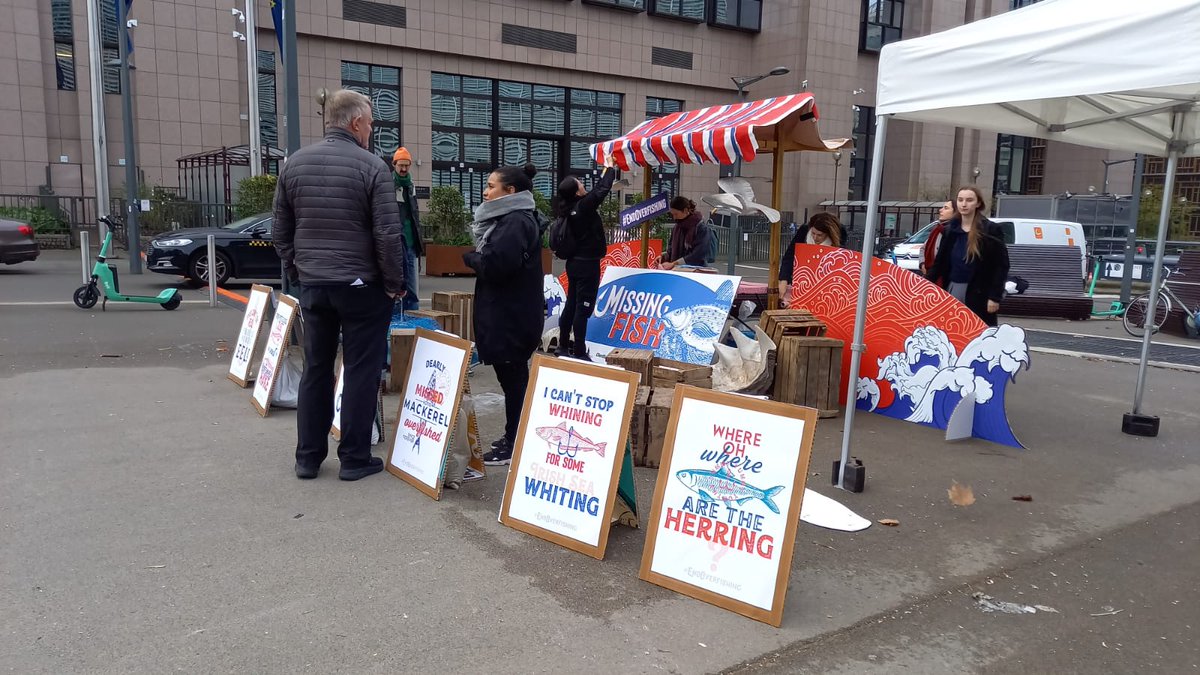 OceanaEurope's tweet photo. We're getting everything set up for today's "Missing Fish" event in Brussels. Curious? Keep an eye on #EndOverfishing throughout the day to learn more. https://t.co/UVFwh7SH56