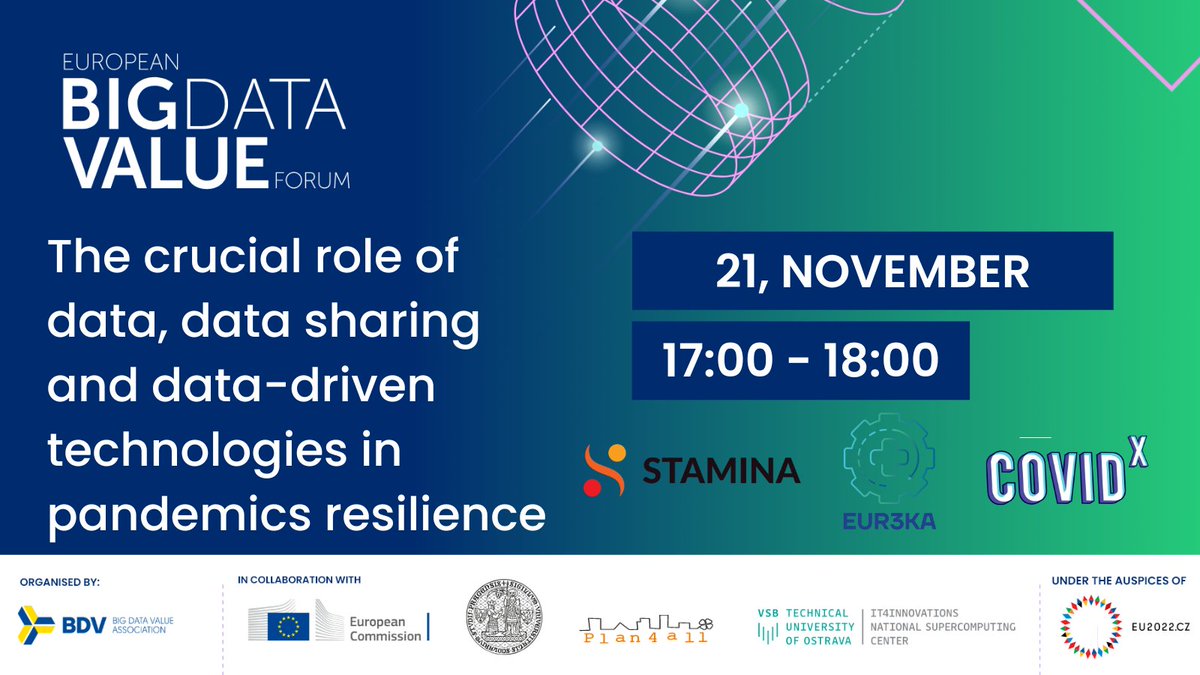 STAMINA Project (@stamina_project) on Twitter photo Join us at our #EBDVF2022 session at 5pm to hear about experiences & lessons learnt on #datasharing & #datadriven #technologies for #pandemic #resilience from fellow projects of the #PREPARE cluster <a href="/stamina_project/">STAMINA Project</a> <a href="/EUR3KAeu/">EUR3KA.eu</a> <a href="/TheCovidX/">COVID-X Program</a>
Read more european-big-data-value-forum.eu/2022-edition/p… Join us at our #EBDVF2022 session at 5pm to hear about experiences & lessons learnt on #datasharing & #datadriven #technologies for #pandemic #resilience from fellow projects of the #PREPARE cluster <a href="/stamina_project/">STAMINA Project</a> <a href="/EUR3KAeu/">EUR3KA.eu</a> <a href="/TheCovidX/">COVID-X Program</a>
Read more european-big-data-value-forum.eu/2022-edition/p…